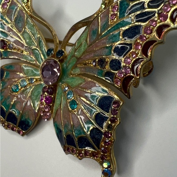 Gorgeous Multicolored Enamel Rhinestone Butterfly Brooch - Picture 6 of 14